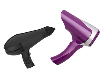 Image showing Black and Violet Hair dryer isolated 