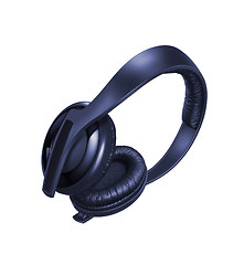 Image showing Black Pair of Headphones Isolated