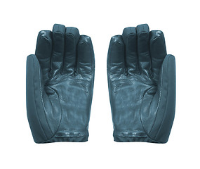 Image showing pair of blue warm gloves