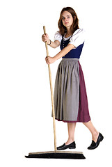 Image showing woman in Dirndl sweeps