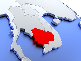 Image showing Cambodia on world map
