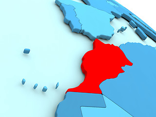 Image showing Morocco in red on blue globe