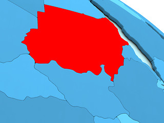 Image showing Sudan in red on blue globe