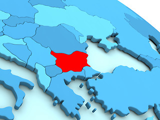 Image showing Bulgaria in red on blue globe