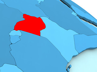 Image showing Uganda in red on blue globe