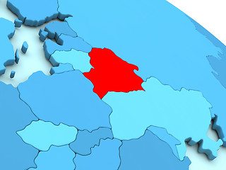 Image showing Belarus in red on blue globe