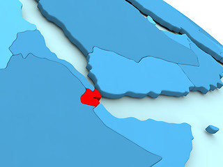 Image showing Djibouti in red on blue globe