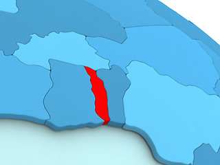 Image showing Togo in red on blue globe