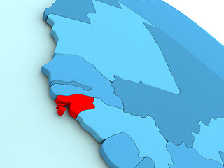 Image showing Guinea-Bissau in red on blue globe