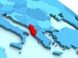 Image showing Albania in red on blue globe