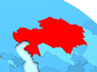 Image showing Kazakhstan in red on blue globe