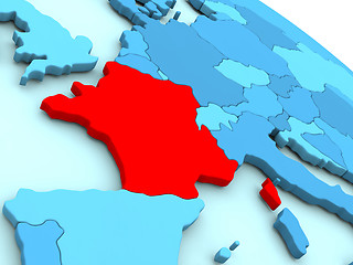 Image showing France in red on blue globe
