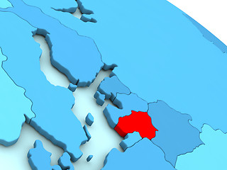 Image showing Lithuania in red on blue globe