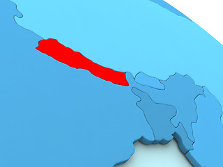 Image showing Nepal in red on blue globe