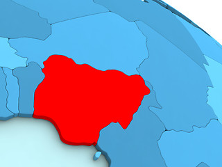 Image showing Nigeria in red on blue globe