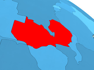 Image showing Zambia in red on blue globe