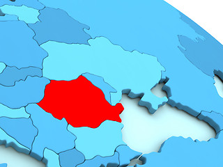 Image showing Romania in red on blue globe