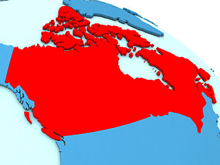 Image showing Canada in red on blue globe