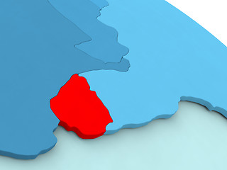 Image showing Uruguay in red on blue globe