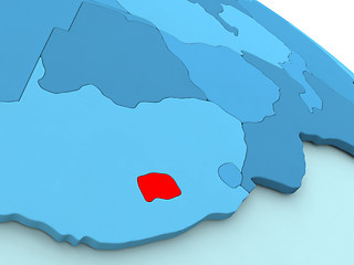 Image showing Lesotho in red on blue globe