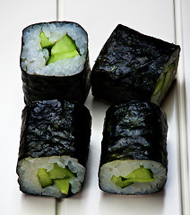 Image showing Vegetarian Cucumber Sushi