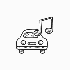 Image showing Car with music note sketch icon.