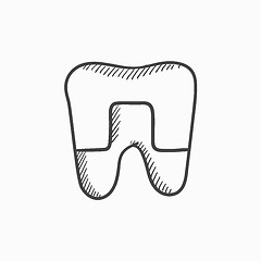 Image showing Crowned tooth sketch icon.