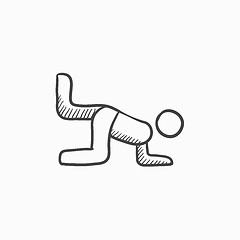 Image showing Man exercising buttocks sketch icon.