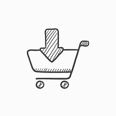 Image showing Online shopping cart sketch icon.