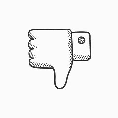 Image showing Thumb down hand sign sketch icon.