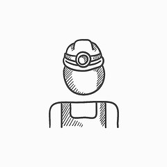 Image showing Coal miner sketch icon.