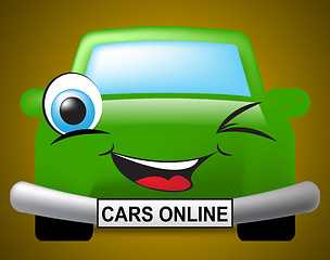 Image showing Cars Online Means Vehicles Web And Transport