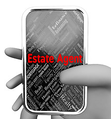 Image showing Estate Agent Represents Residence Online And Smartphone