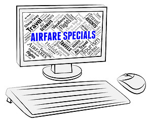 Image showing Airfare Specials Means Clearance Promo And Airplane