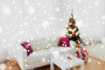 Image showing blurred living room with christmas tree background