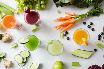 Image showing glasses with different fruit or vegetable juices