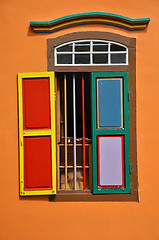 Image showing Colorful facade of building in Little India, Singapore