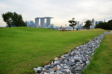 Image showing Garden with Singapore Skyline