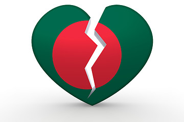 Image showing Broken white heart shape with Bangladesh flag