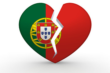 Image showing Broken white heart shape with Portugal flag