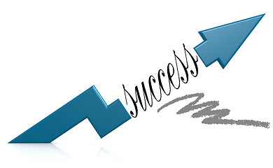 Image showing Blue arrow with success word
