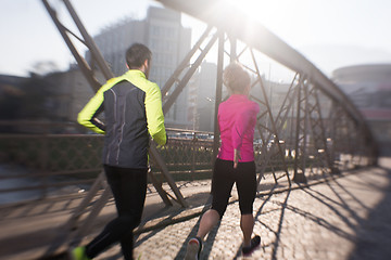 Image showing young  couple jogging