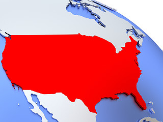 Image showing USA on world map