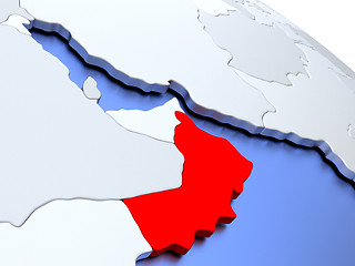 Image showing Oman on world map