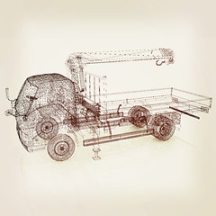 Image showing 3d model truck. 3D illustration. Vintage style.