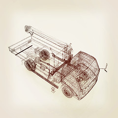 Image showing 3d model truck. 3D illustration. Vintage style.