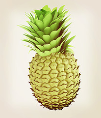 Image showing pineapple. 3D illustration. Vintage style.