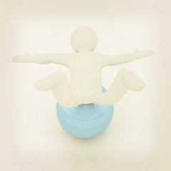 Image showing 3d man exercising position on fitness ball. My biggest pilates s