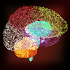 Image showing Creative concept of the human brain. 3D illustration. Vintage st