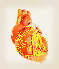 Image showing Human heart. 3D illustration. Vintage style.